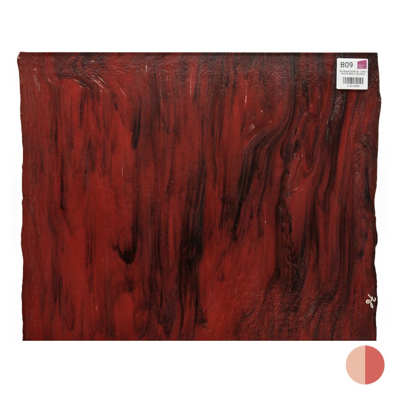 Bullseye Special: Deep Red & Black Streaky - Warm Glass