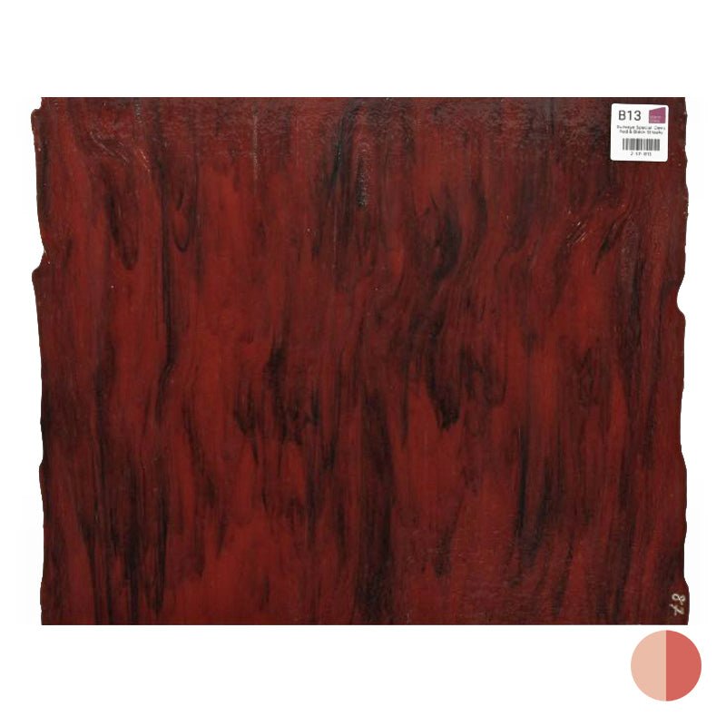 Bullseye Special: Deep Red & Black Streaky - Warm Glass