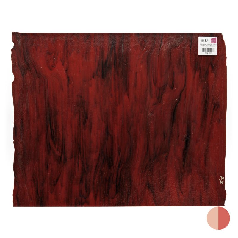 Bullseye Special: Deep Red & Black Streaky - Warm Glass