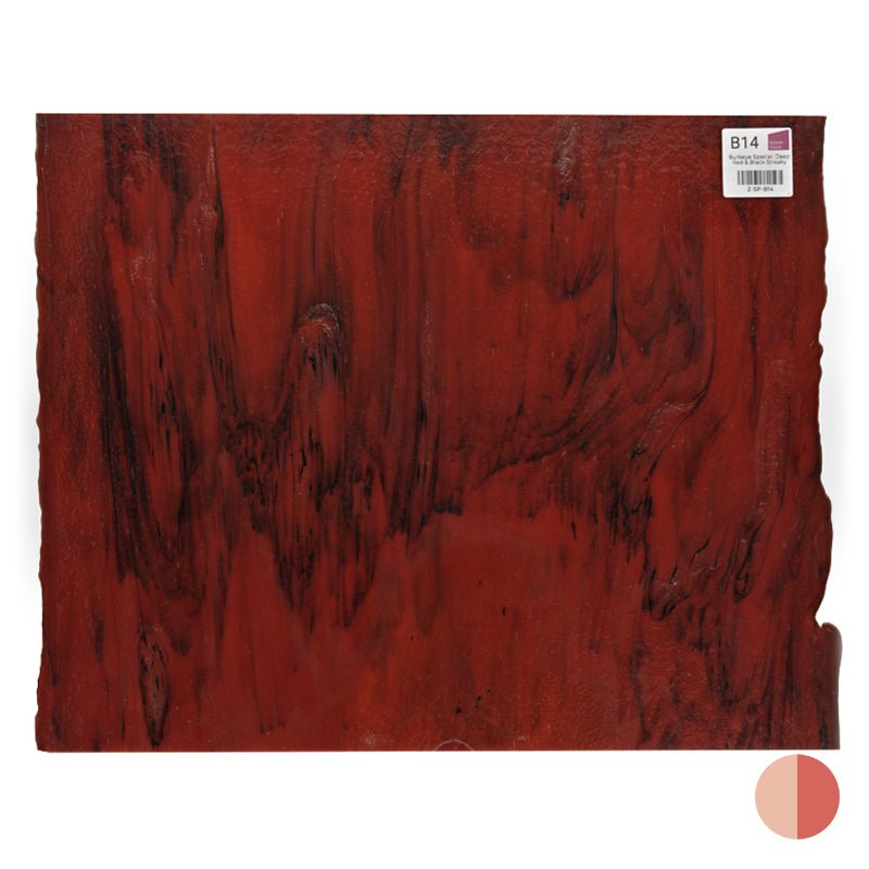 Bullseye Special: Deep Red & Black Streaky - Warm Glass