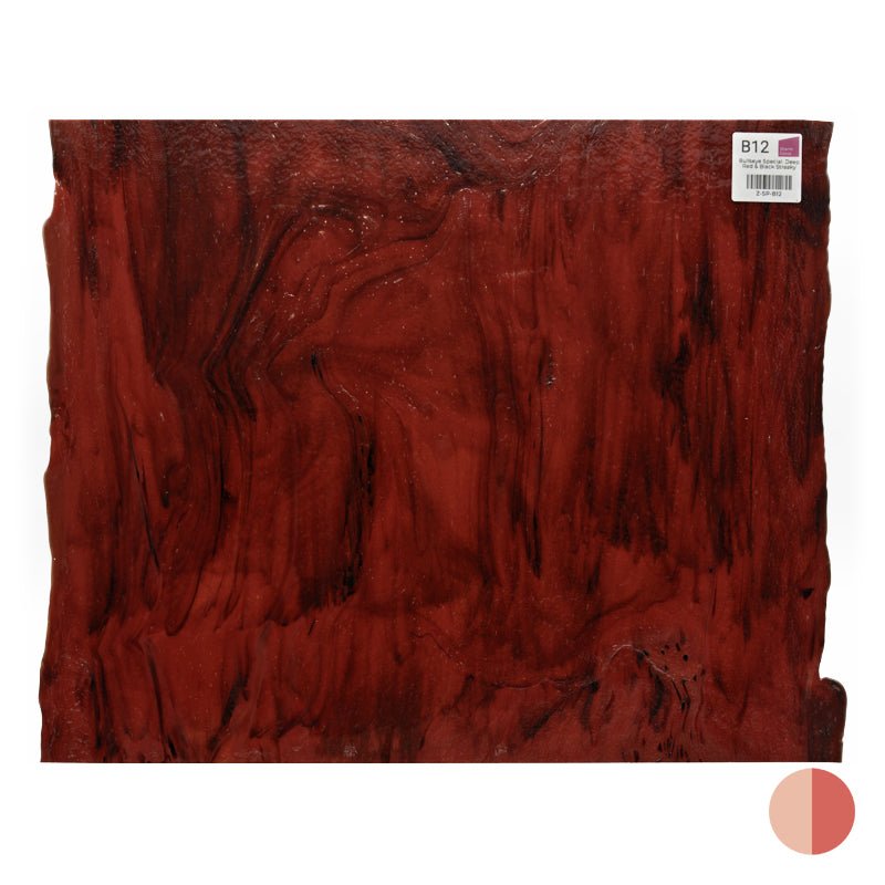 Bullseye Special: Deep Red & Black Streaky - Warm Glass