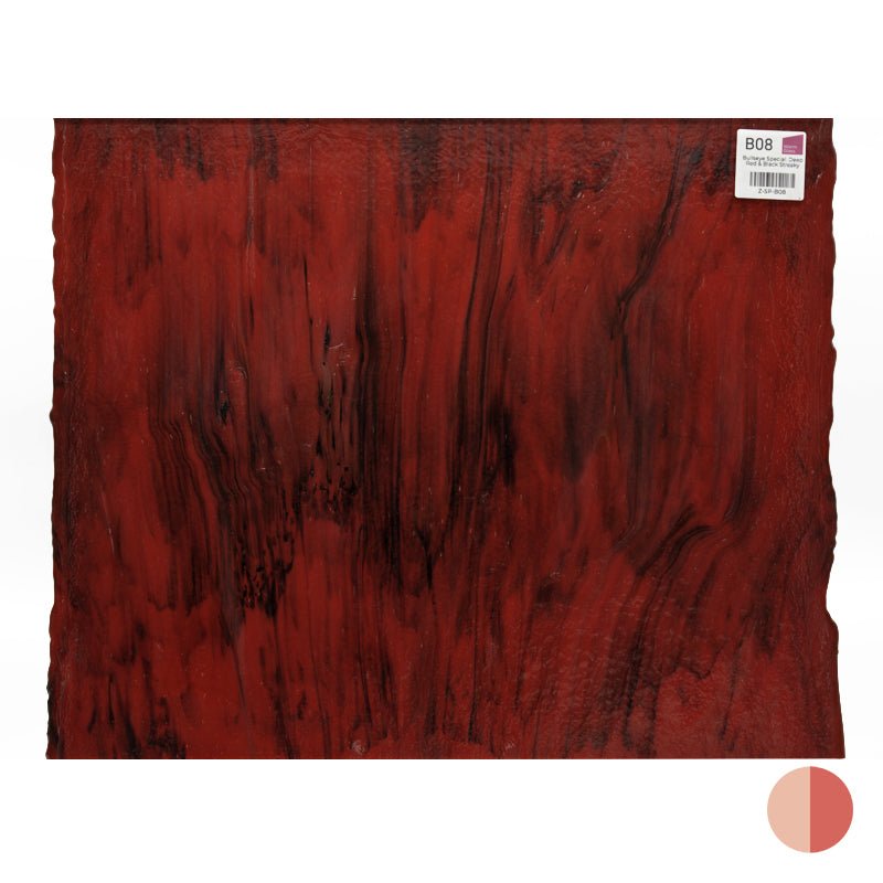 Bullseye Special: Deep Red & Black Streaky - Warm Glass