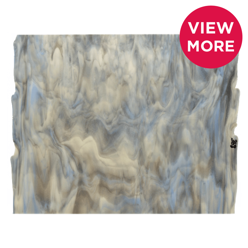 Bullseye Special: French Vanilla, Periwinkle & Slate Grey Streaky - Warm Glass