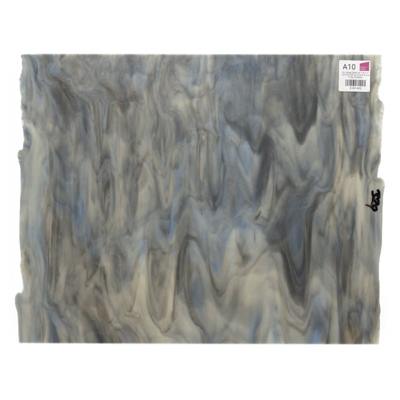 Bullseye Special: French Vanilla, Periwinkle & Slate Grey Streaky - Warm Glass