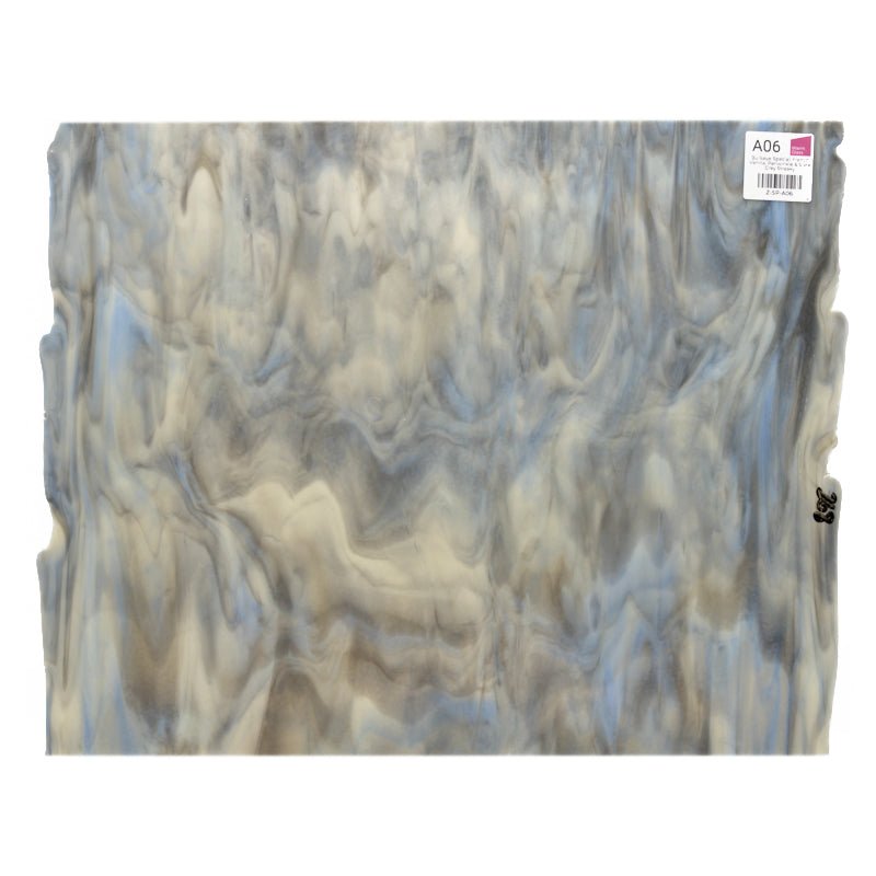 Bullseye Special: French Vanilla, Periwinkle & Slate Grey Streaky - Warm Glass