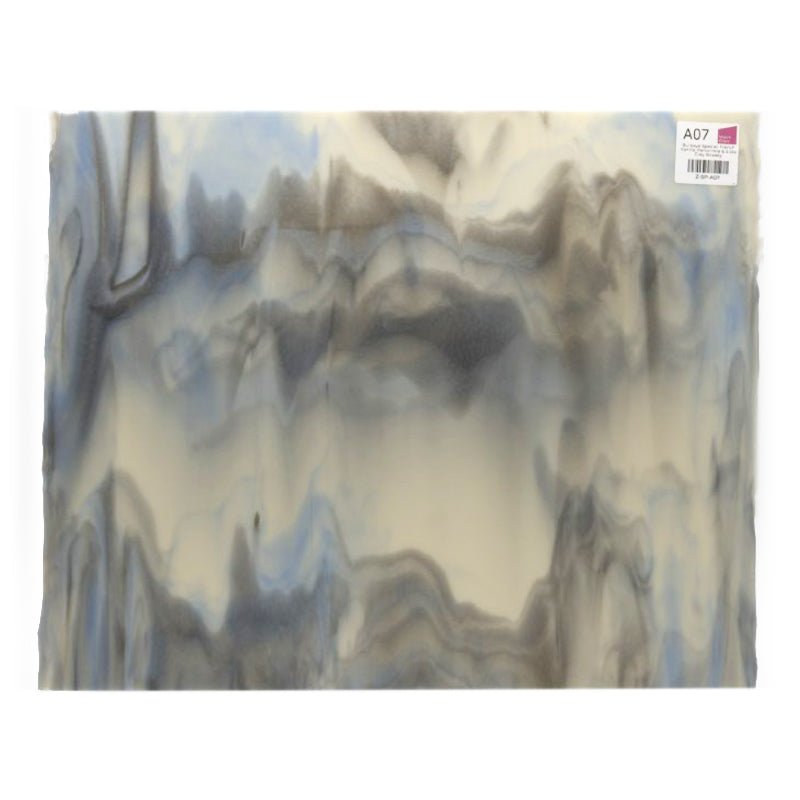 Bullseye Special: French Vanilla, Periwinkle & Slate Grey Streaky - Warm Glass