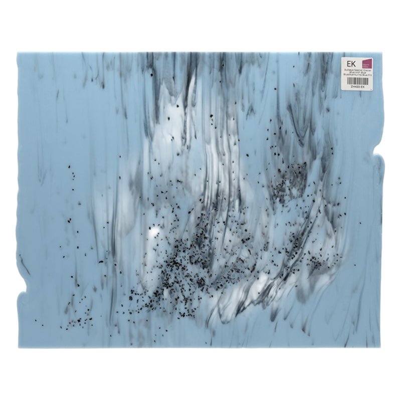 Bullseye Special: Glacier Blue with Blue Black/Aventurine Blue Frit - Warm Glass