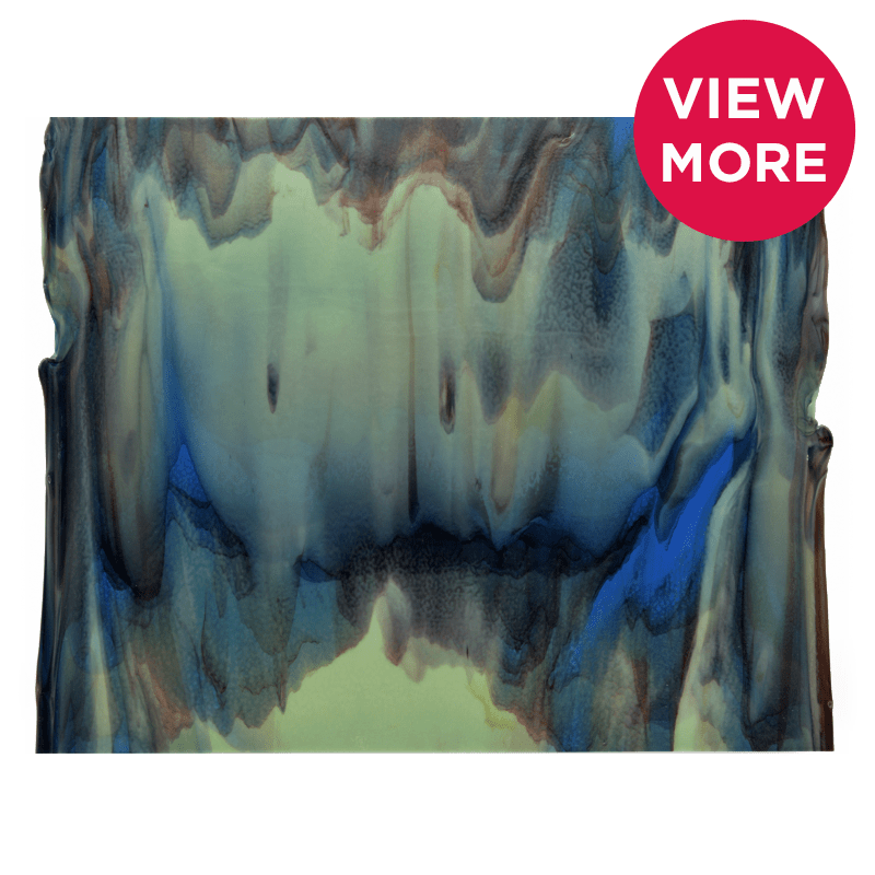 Bullseye Special: Green Opal & Caribbean Blue Streaky - BOTTOM A - Warm Glass