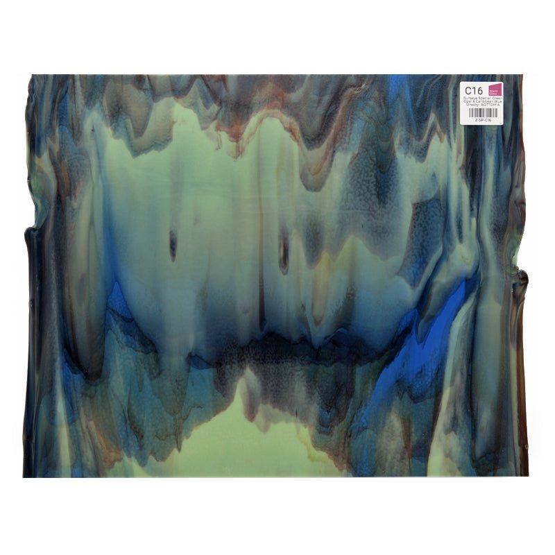 Bullseye Special: Green Opal & Caribbean Blue Streaky - BOTTOM A - Warm Glass