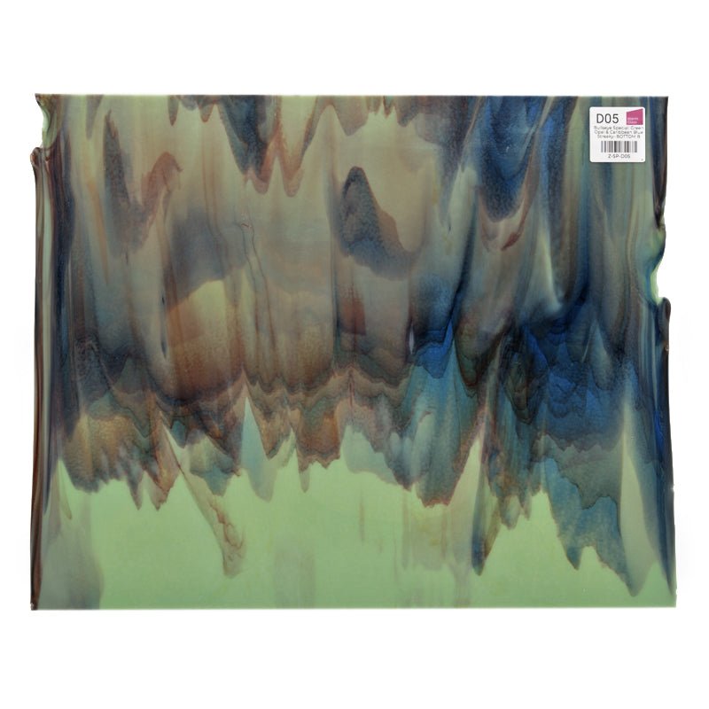 Bullseye Special: Green Opal & Caribbean Blue Streaky - BOTTOM B - Warm Glass