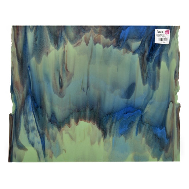 Bullseye Special: Green Opal & Caribbean Blue Streaky - BOTTOM B - Warm Glass