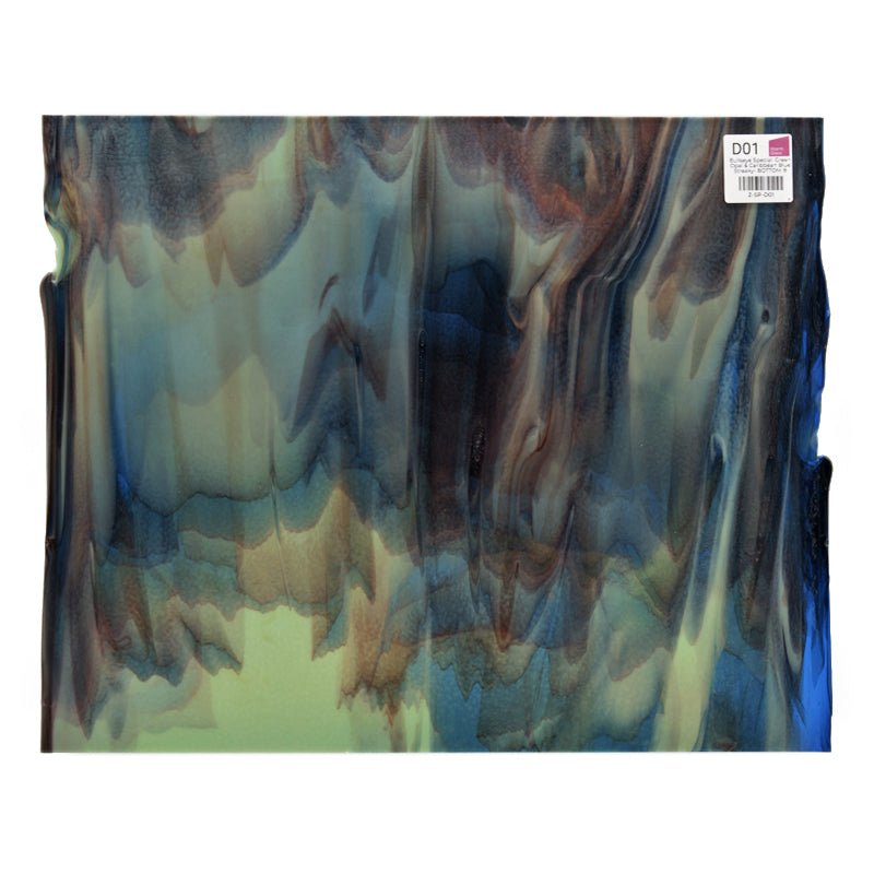 Bullseye Special: Green Opal & Caribbean Blue Streaky - BOTTOM B - Warm Glass