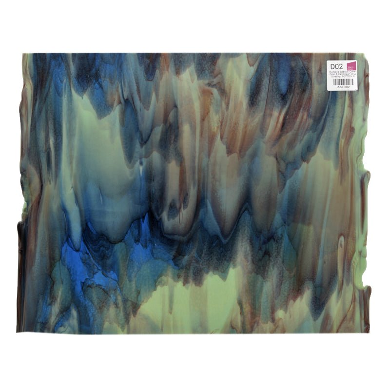 Bullseye Special: Green Opal & Caribbean Blue Streaky - BOTTOM B - Warm Glass