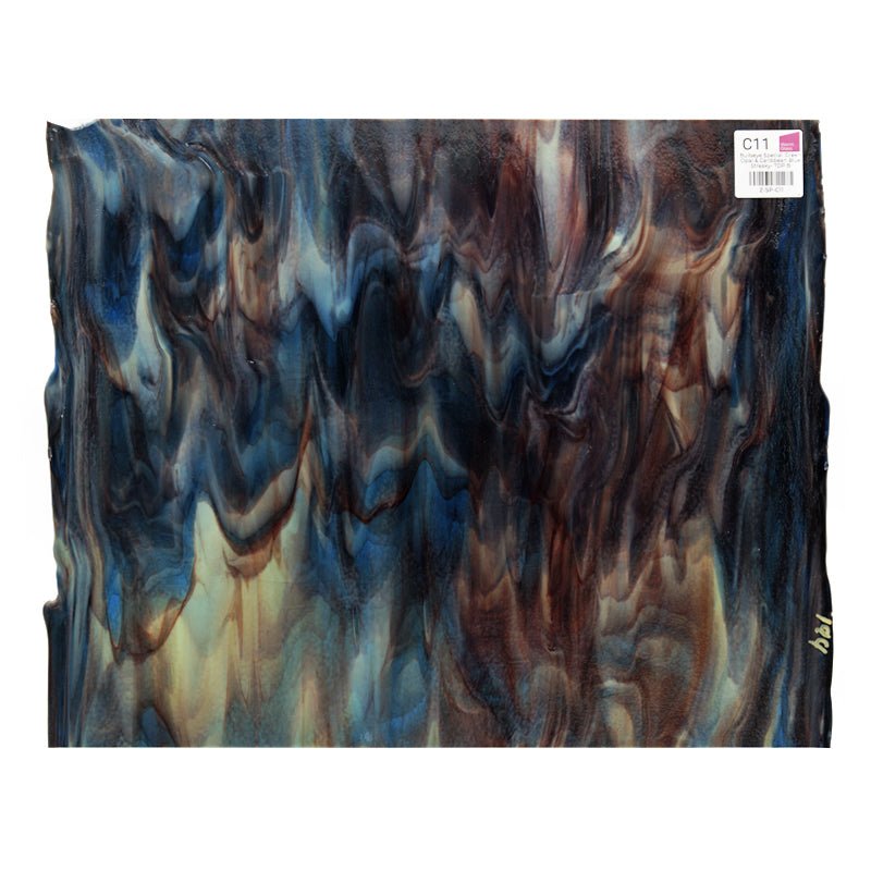 Bullseye Special: Green Opal & Caribbean Blue Streaky - TOP B - Warm Glass