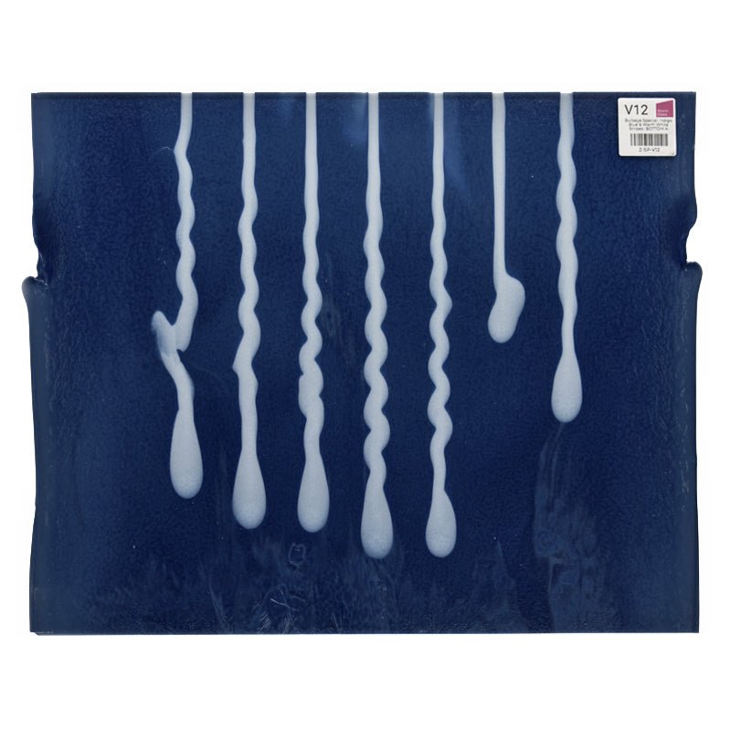 Bullseye Special: Indigo Blue & Warm White Stripes - BOTTOM A - Warm Glass