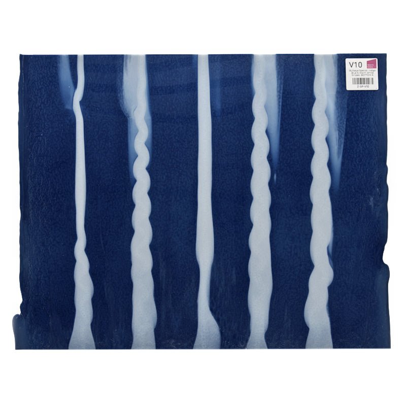 Bullseye Special: Indigo Blue & Warm White Stripes - BOTTOM A - Warm Glass