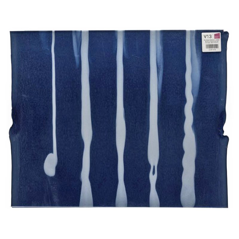 Bullseye Special: Indigo Blue & Warm White Stripes - BOTTOM A - Warm Glass