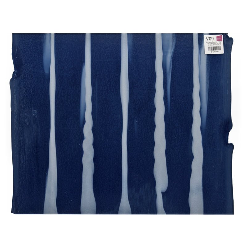 Bullseye Special: Indigo Blue & Warm White Stripes - BOTTOM A - Warm Glass