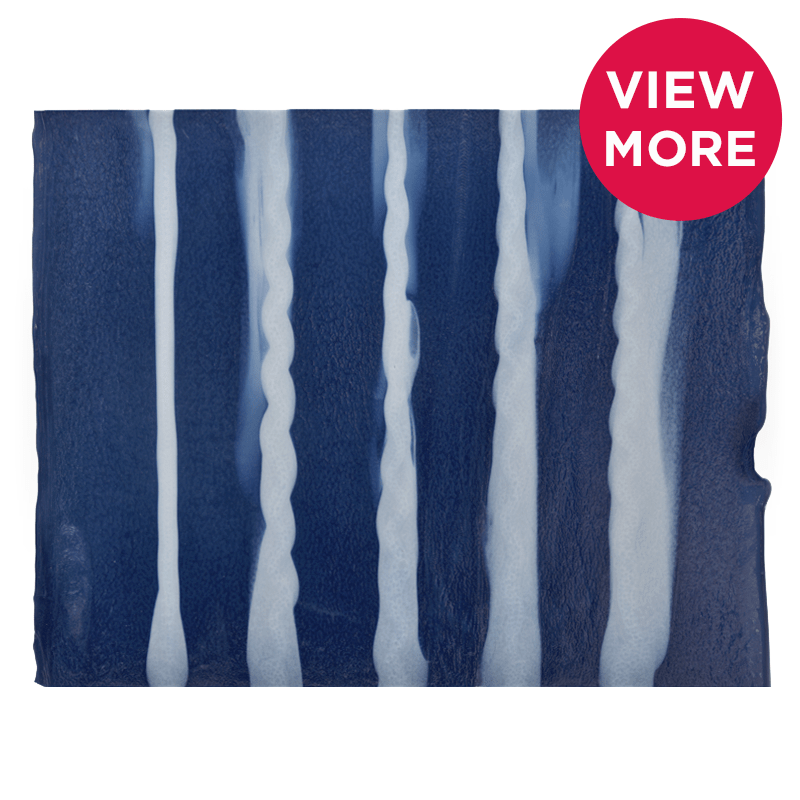 Bullseye Special: Indigo Blue & Warm White Stripes - BOTTOM B - Warm Glass