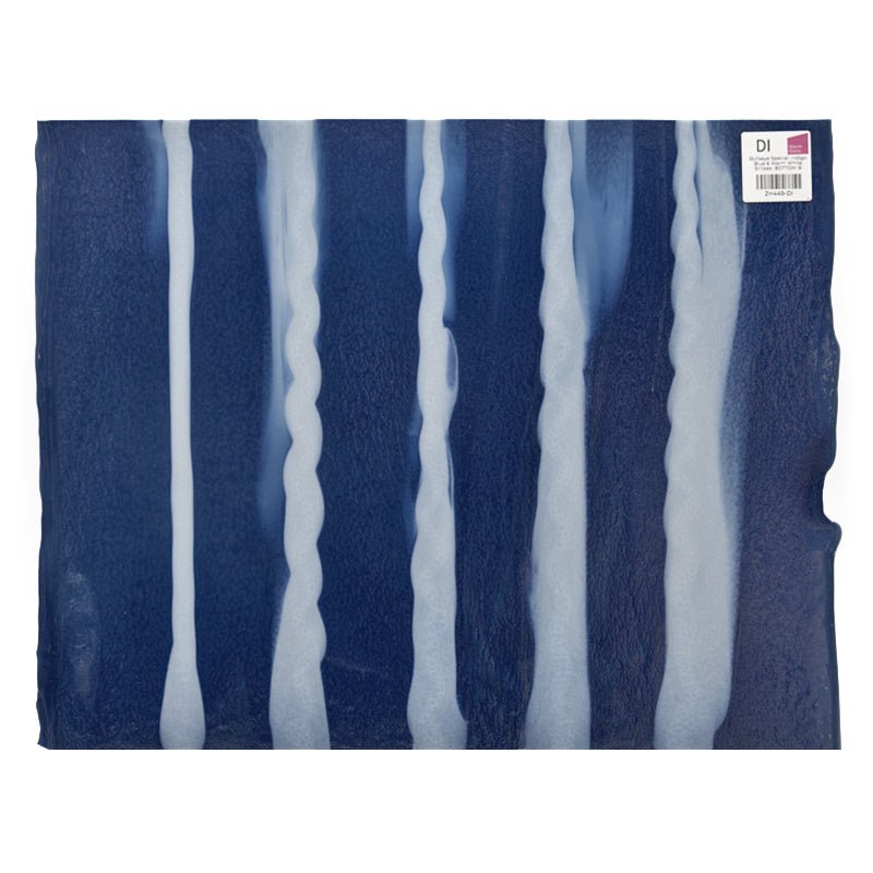 Bullseye Special: Indigo Blue & Warm White Stripes - BOTTOM B - Warm Glass