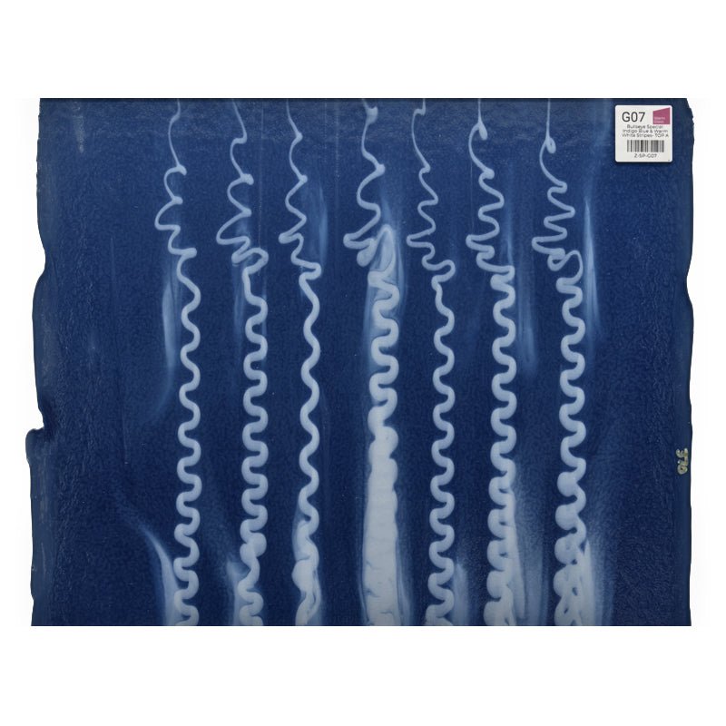 Bullseye Special: Indigo Blue & Warm White Stripes - TOP A - Warm Glass