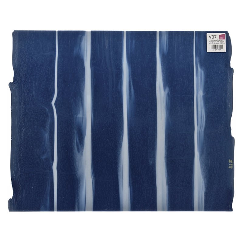 Bullseye Special: Indigo Blue & Warm White Stripes - TOP A - Warm Glass