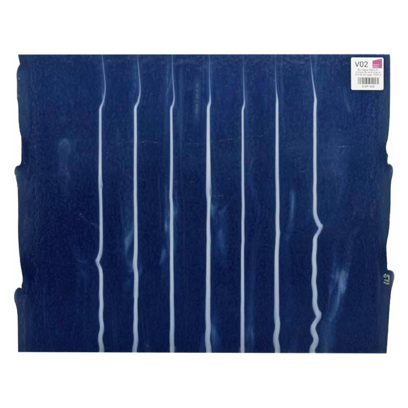 Bullseye Special: Indigo Blue & Warm White Stripes - TOP A - Warm Glass