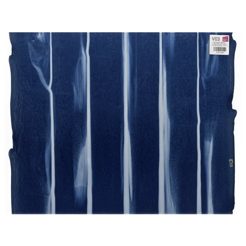 Bullseye Special: Indigo Blue & Warm White Stripes - TOP A - Warm Glass