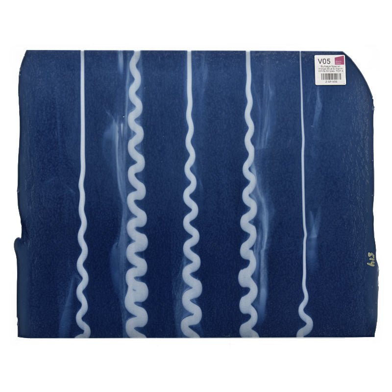 Bullseye Special: Indigo Blue & Warm White Stripes - TOP A - Warm Glass