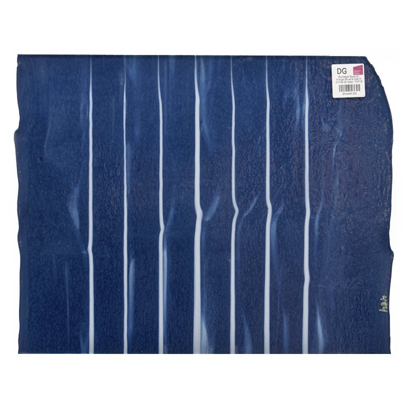 Bullseye Special: Indigo Blue & Warm White Stripes - TOP B - Warm Glass