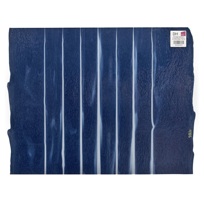 Bullseye Special: Indigo Blue & Warm White Stripes - TOP B - Warm Glass