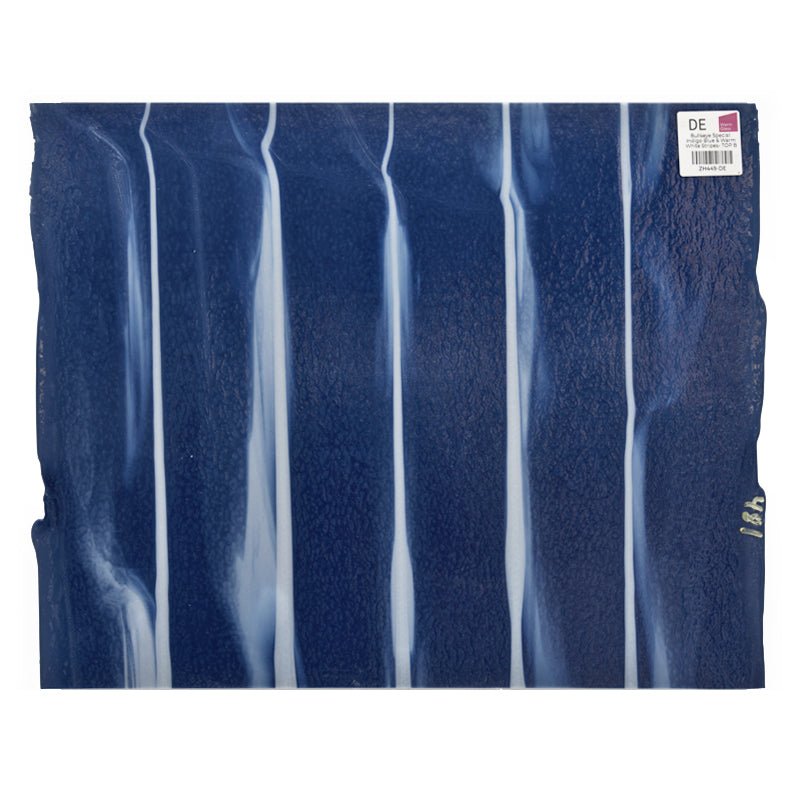 Bullseye Special: Indigo Blue & Warm White Stripes - TOP B - Warm Glass