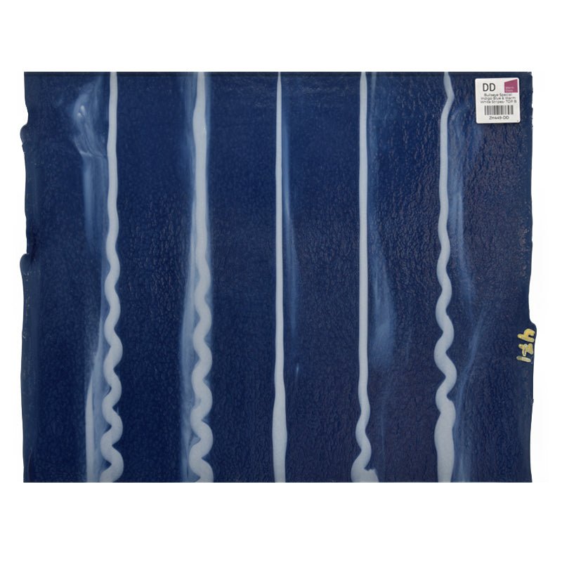 Bullseye Special: Indigo Blue & Warm White Stripes - TOP B - Warm Glass