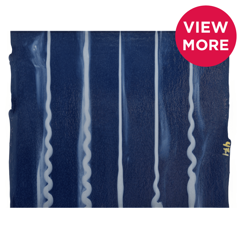 Bullseye Special: Indigo Blue & Warm White Stripes - TOP B - Warm Glass