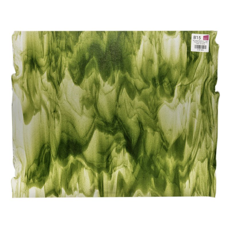 Bullseye Special: Light Aventurine Green & Clear Streaky - Warm Glass