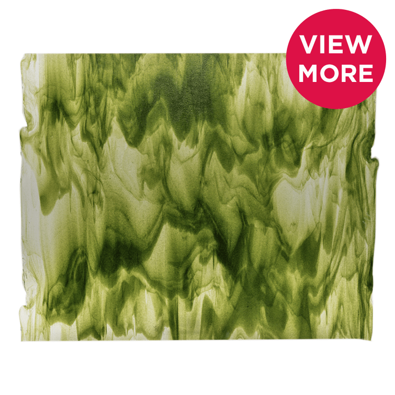 Bullseye Special: Light Aventurine Green & Clear Streaky - Warm Glass