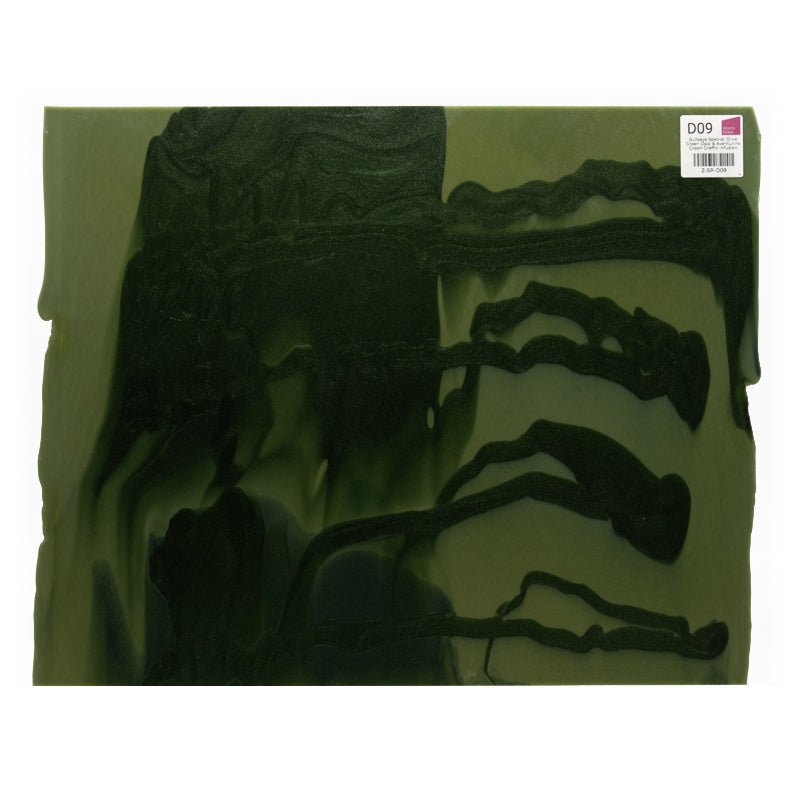 Bullseye Special: Olive Green Opal & Aventurine Green Graffiti Infusion - Warm Glass