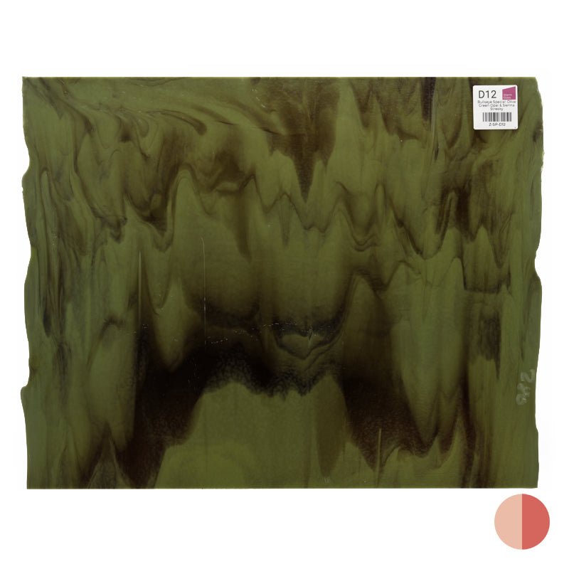Bullseye Special: Olive Green Opal & Sienna Streaky - Warm Glass