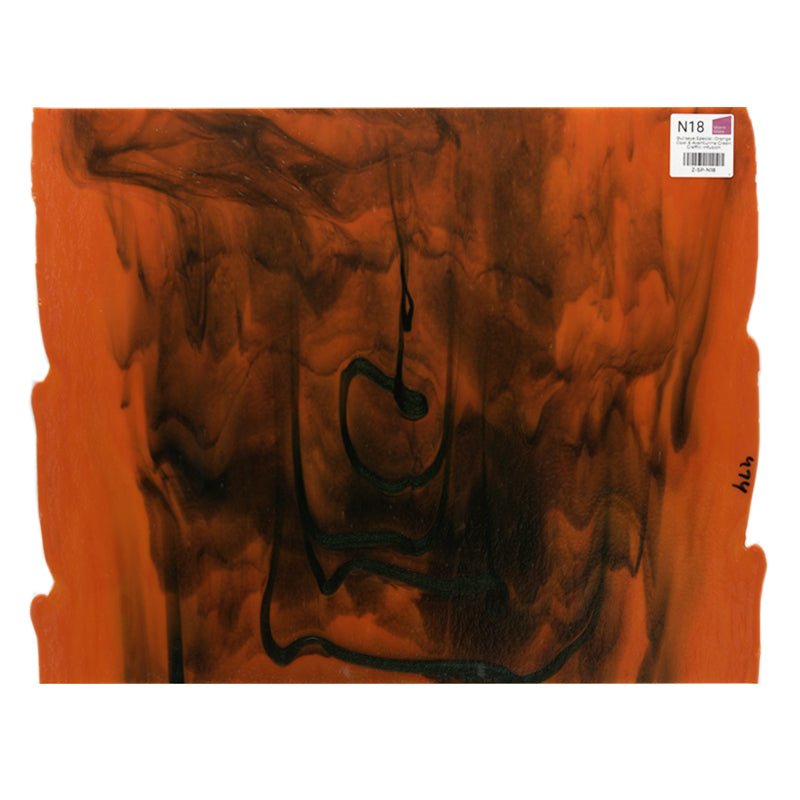 Bullseye Special: Orange Opal & Aventurine Green Graffiti Infusion - Warm Glass