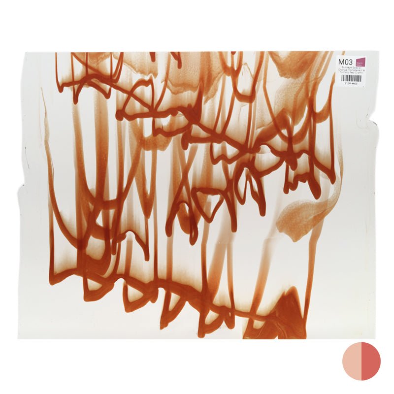 Bullseye Special: Orange Transparent & Tomato Red Graffiti - Warm Glass