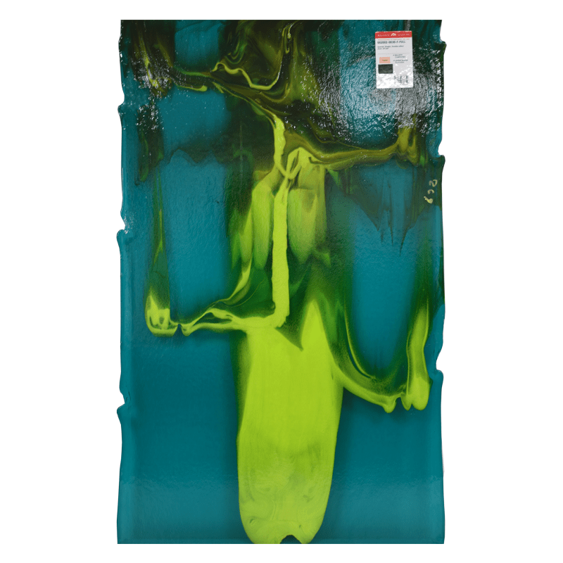 Bullseye Special: Peacock Blue & Spring Green Opal Cascade Infusion - Warm Glass