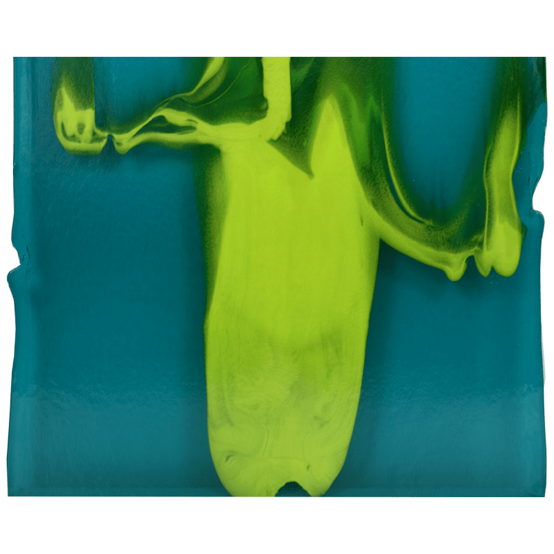 Bullseye Special: Peacock Blue & Spring Green Opal Cascade Infusion - Warm Glass