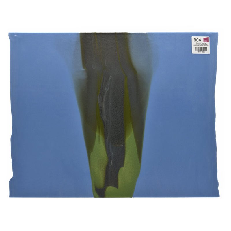 Bullseye Special: Periwinkle, Grey Opal & Pea Pod Green Cascade - Warm Glass