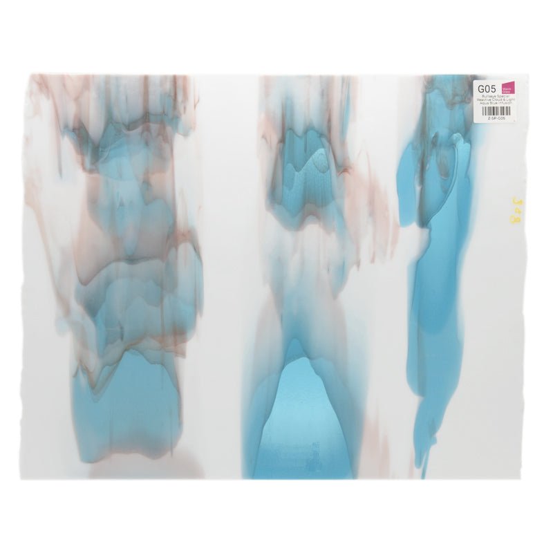 Bullseye Special: Reactive Cloud & Light Aqua Blue Infusion - Warm Glass