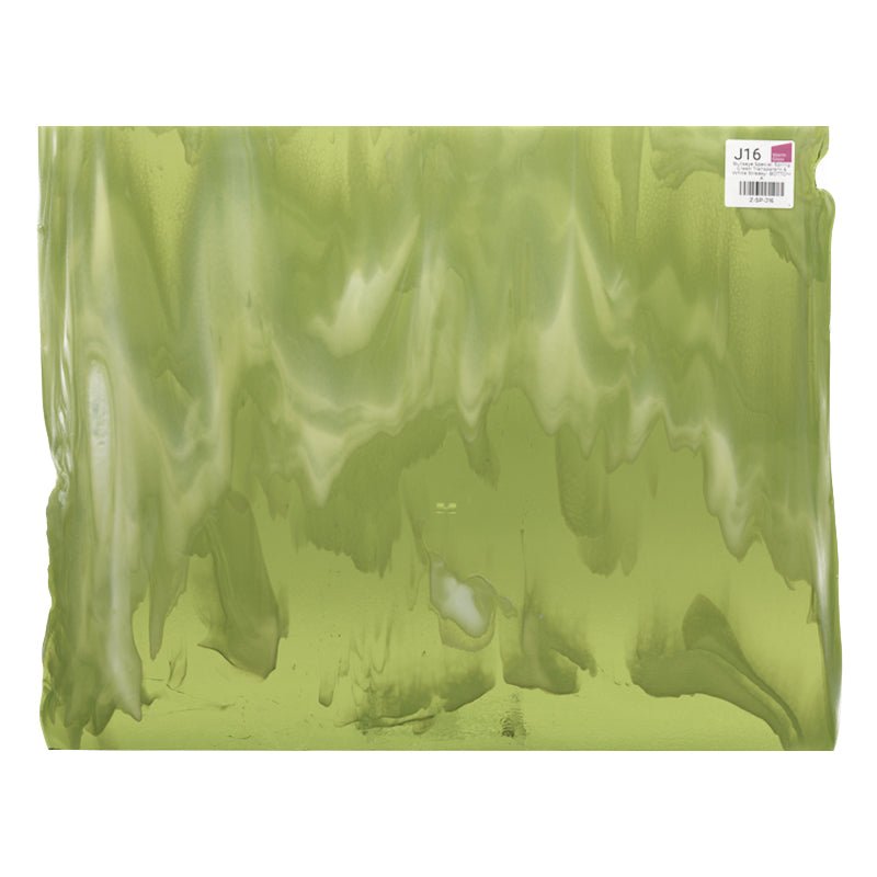 Bullseye Special: Spring Green Transparent & White Streaky - BOTTOM A - Warm Glass