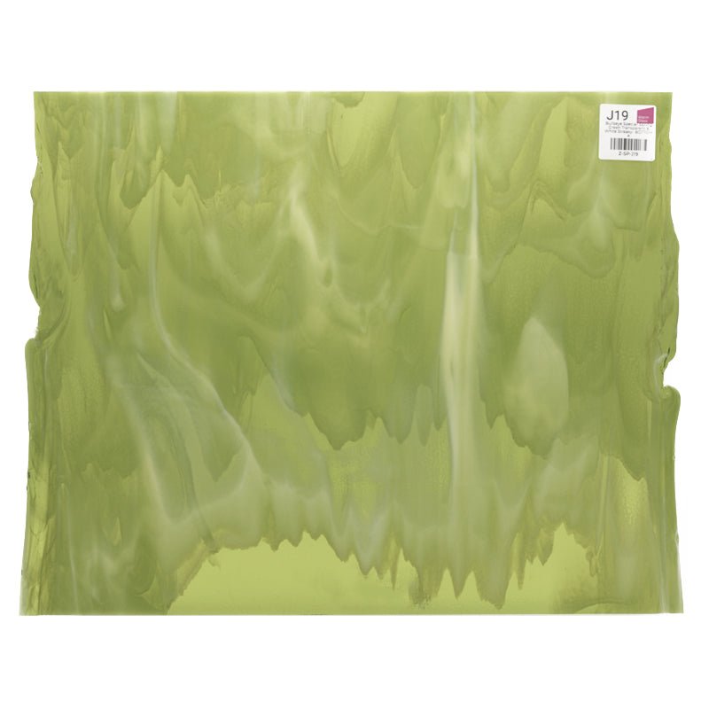 Bullseye Special: Spring Green Transparent & White Streaky - BOTTOM A - Warm Glass