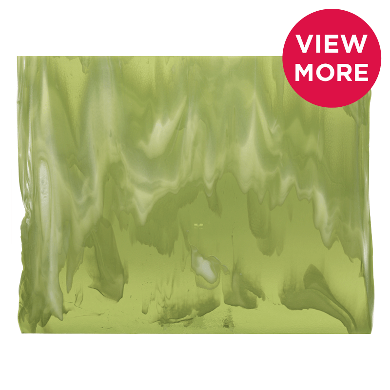 Bullseye Special: Spring Green Transparent & White Streaky - BOTTOM A - Warm Glass