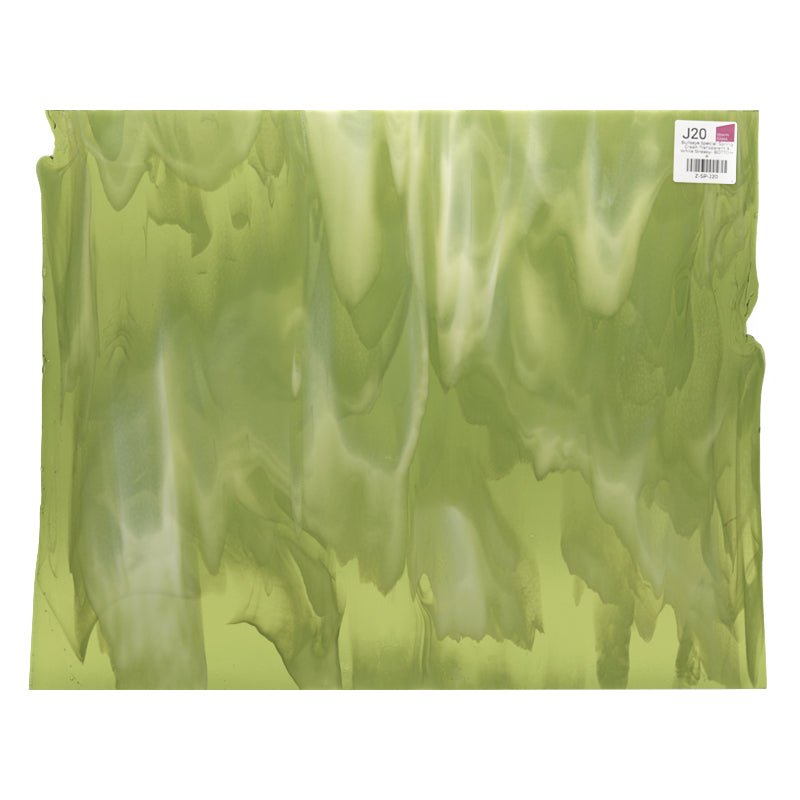 Bullseye Special: Spring Green Transparent & White Streaky - BOTTOM A - Warm Glass
