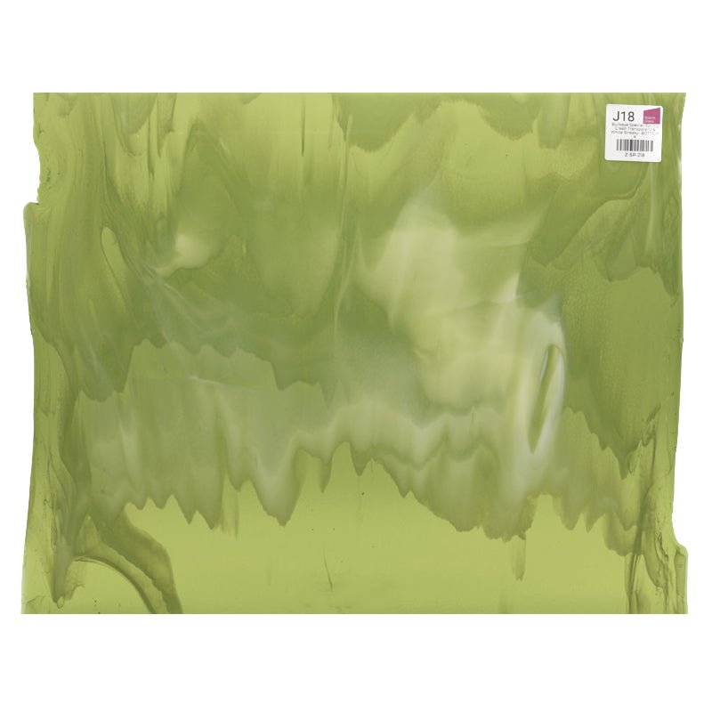 Bullseye Special: Spring Green Transparent & White Streaky - BOTTOM A - Warm Glass