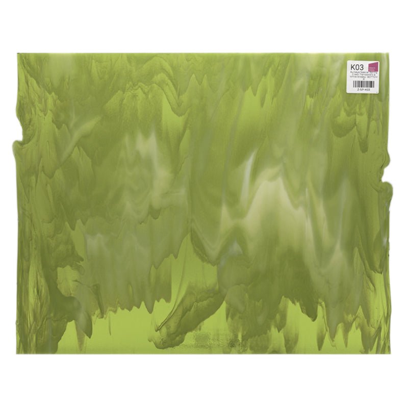 Bullseye Special: Spring Green Transparent & White Streaky - BOTTOM B - Warm Glass
